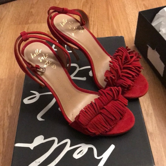 Banana Republic Red Suede Heels Honey Bis - Picture 3 of 4